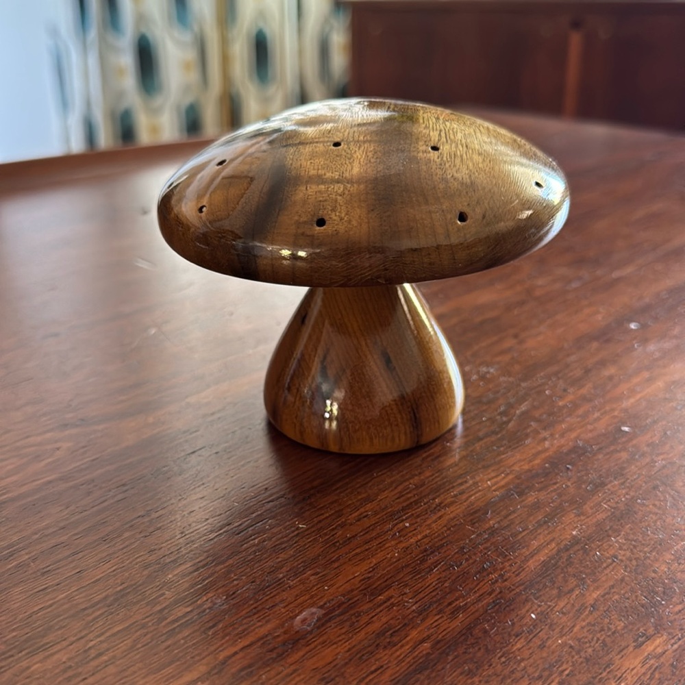 Oregon Myrtlewood MUSHROOM Hors d'Oeuvres Server with Toothpick Holes
